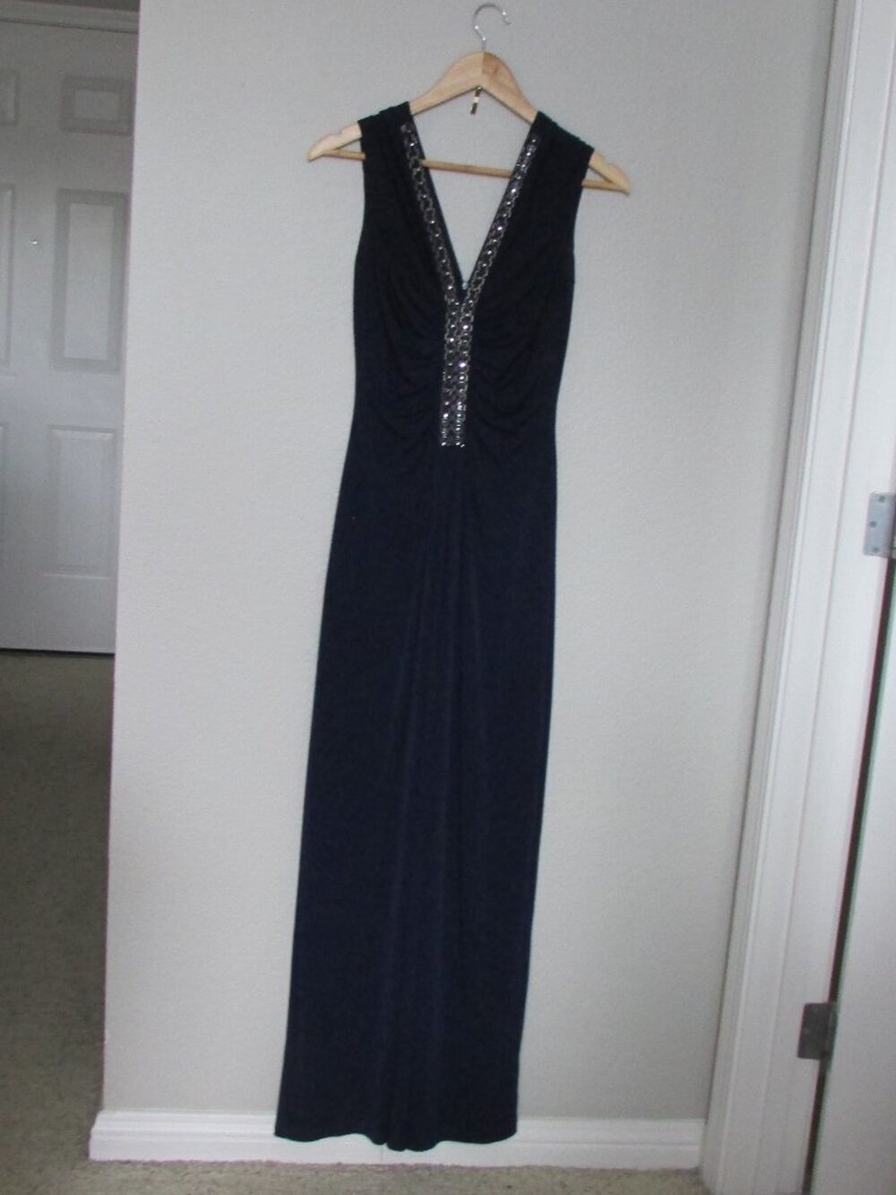 Laundry by Shelli Segal Beaded Evening Dress Midnight Blue